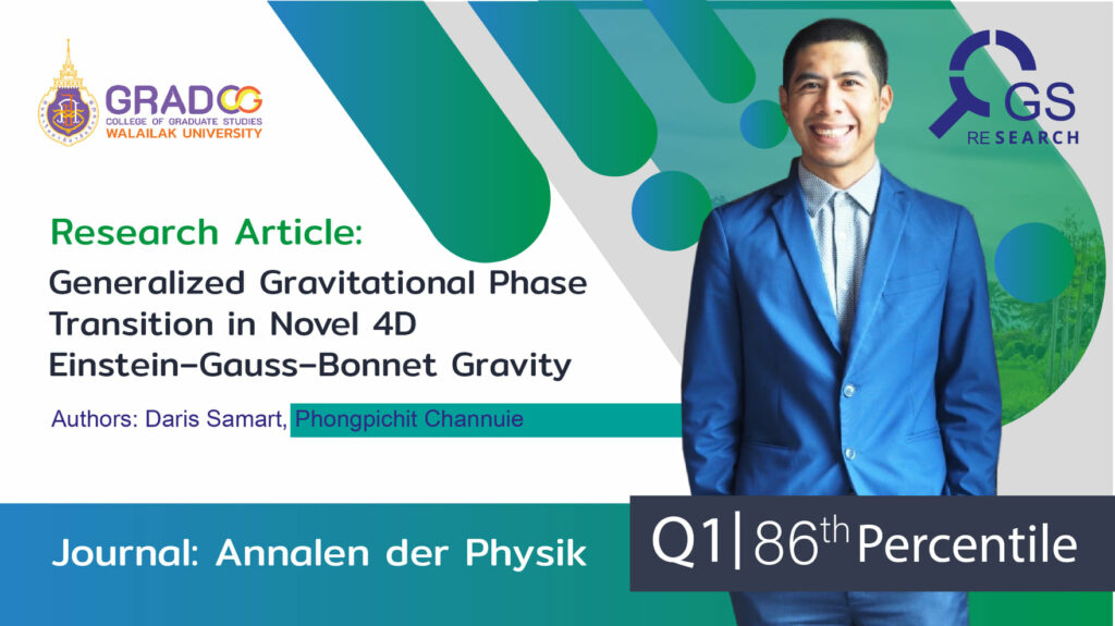 𝐂𝐨𝐧𝐠𝐫𝐚𝐭𝐮𝐥𝐚𝐭𝐢𝐨𝐧𝐬 to Assoc.Prof.Dr.Phongpichit Channuie [Dean of the College of Graduate Studies, WU] and his collaborator on their research article recently published in the Annalen der Physik (AdP)