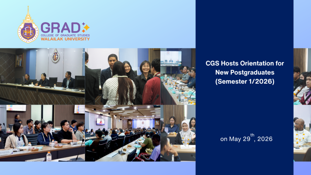 CGS Walailak University postgraduate orientation ceremony for Semester 1 of 2026
