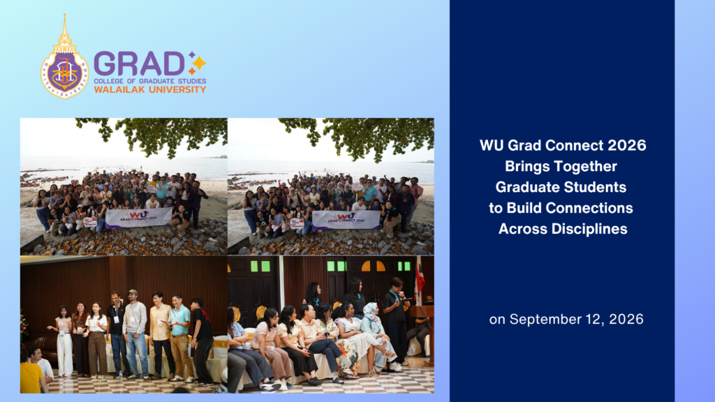 Thai and international graduate students participating in WU Grad Connect 2026 group activities at Sea Stone Hotel, Sichon, on 12 September 2026.